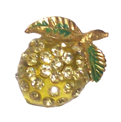 Vintage AUSTRIA FORBIDDEN FRUIT Lemon Pin Brooch-Lucite & Rhinestones
