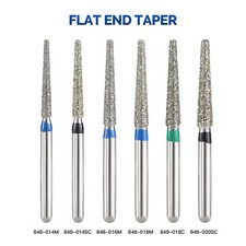 JMU Flat End Taper Diamond Burs FG Burs for High Speed Handpiece Color-coded 5pc