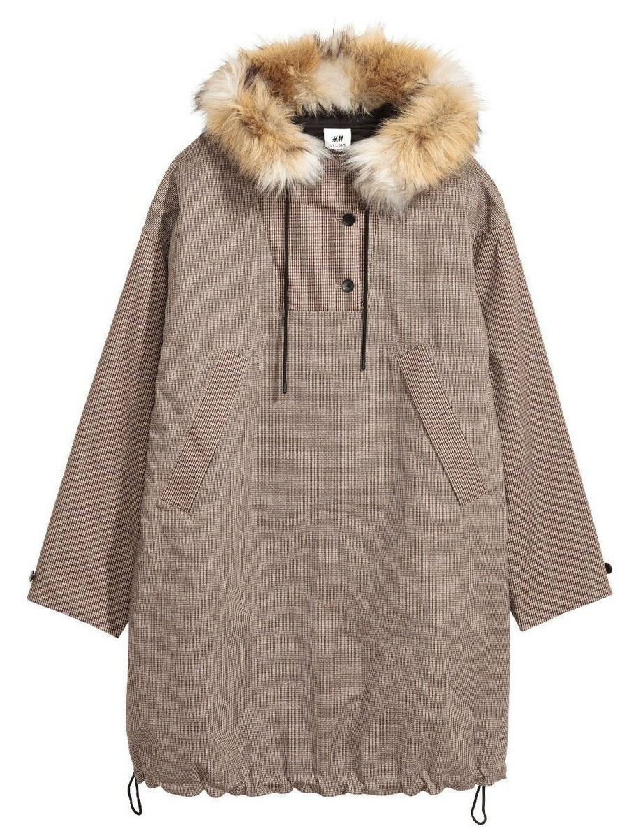 $299 H&M STUDIO Oversize Check Coat Jacket Long Anorak S M L $299 H&M STUDIO Oversize Check Coat Jacket Long Anorak S M L