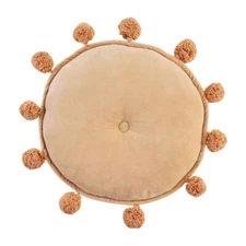 Mud Pie H4 Home Decor Round Velvet Pom-Pom Pillow 18"dia Pink 41600681P
