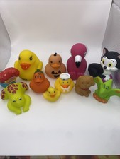 Miscellaneous Lot Of 11 Bath Toys Rubber Ducky s And Other Squeeze Toys.