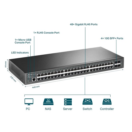TP-Link TL-SG3452X 48-Port Gigabit L2+ Managed Switch 4x 10GE SFP+, BRANDNEU - Photo 4/4