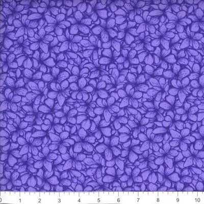 45" Wide Cheery Blooms Fabric (Purple) 100% Cotton Sold By The Yards - Image 1 of 2