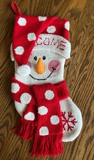 Glitzhome Handmade Hooked Snowman Christmas Stocking