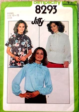 Simplicity 8293 MISSES' Jiffy BLOUSE TUNIC TOP PATTERN SZ. 10-12 Uncut Year 1977