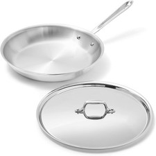 D3® Stainless Steel 12 inch Frying Pan W/ Lid- Made in the USA- The Original