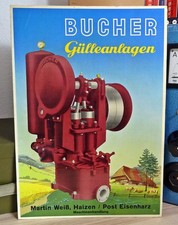 Sehr seltenes Pappschild um 1950 Bucher G&uuml;lleanlagen Landwirtschaft Schlepper