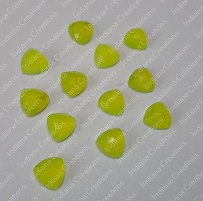 Natural Yellow Jade Trillion Rose Cut 6mm To 25mm Loose Gemstone