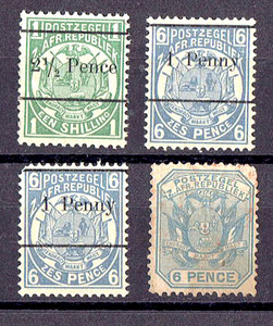 South Africa Transvaal 1885, 1893. overprinted on 3 MH, + 1 Shilling MNH