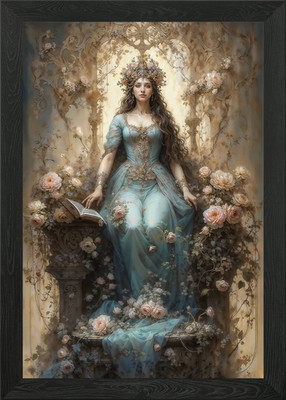 Göttin Minerva im Rosengarten Gerahmtes Wandbild Poster Leinwanddruck Bild