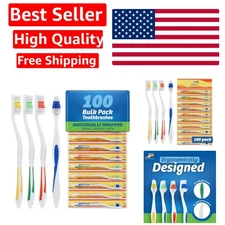100 Pack Medium Soft Toothbrushes | Individually Wrapped for Travel & Hygiene