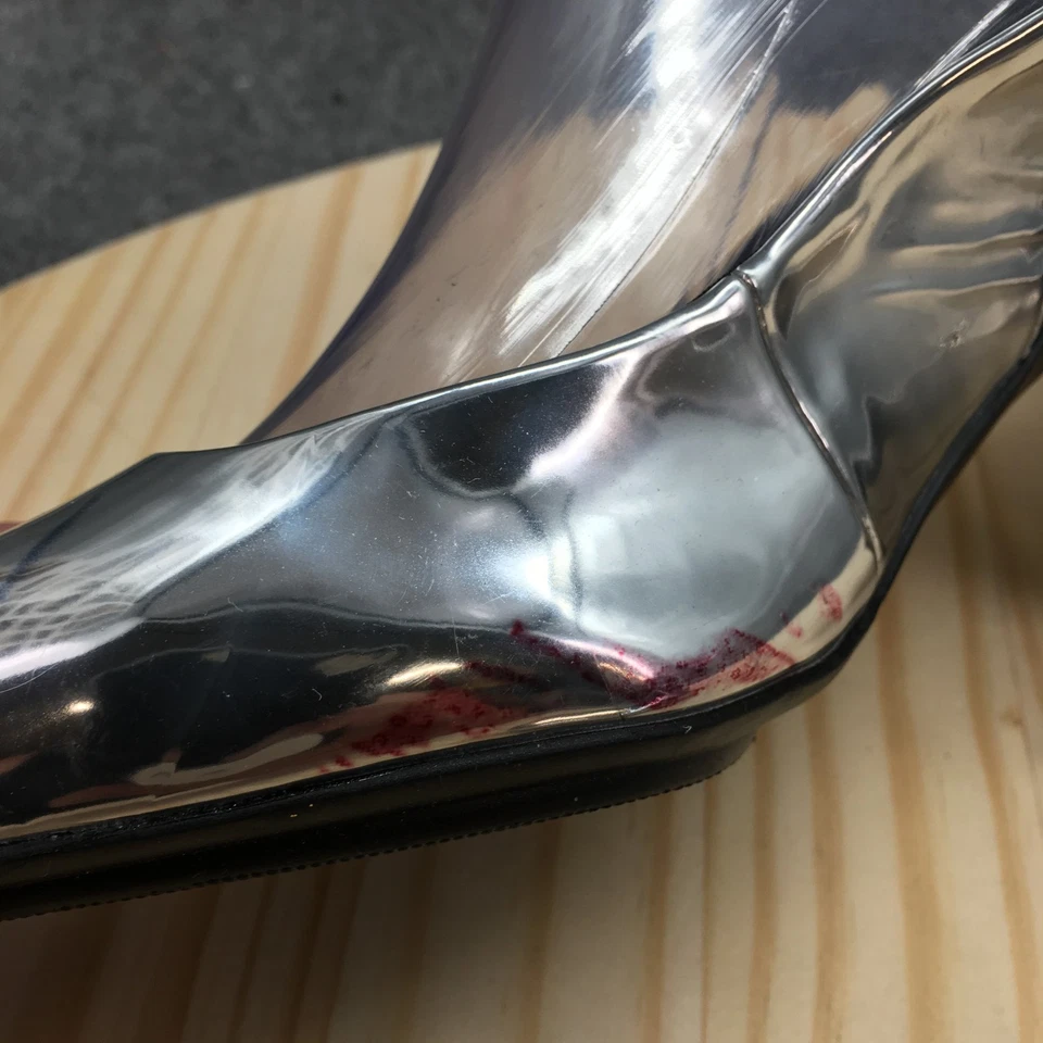 NUEVO Zapatos de tacón Anne Klein para mujer 9,5 Laney con cordones plateados imitación cuero informales Foto 3 de 4