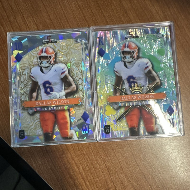 2026 Wild Card Stacked Deck Dallas Wilson 1/1 and 2/3 Numbered Football Lot 2