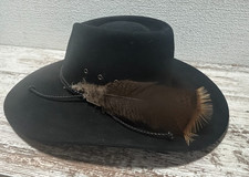 Stetson 4X Beaver Felt Black Wide Brim Western Rancher Style Hat - sz 7 3/8 59