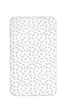 Biloban Crib/Toddler Fitted Mattress Sheet - White/Green Leaves - NEW     B