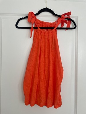 J. Crew Ribbon Tie Linen Tank Top Orange Size Small
