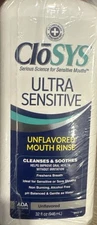 3 Pack CloSYS Ultra Sensitive Mouthwash Unflavored Alcohol Free 32oz Each