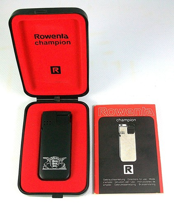 #ad Vintage ROWENTA CHAMPION Gas lighter electric ignition W Case and Instructions $25.00
