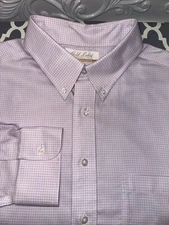 Roundtree & Yorke Men's Dress Shirt Purple Plaid