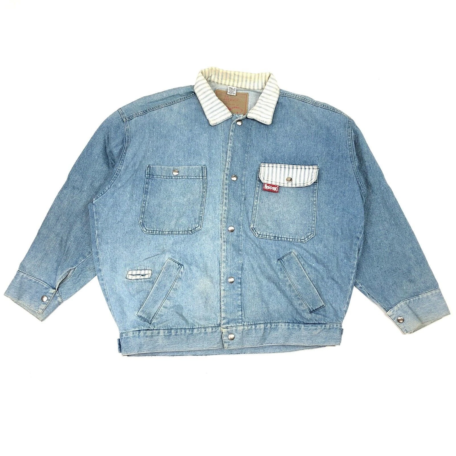 vintage 90s Made In USA Mossimo Blue Denim Jacket Size Medium Baggy Retro B5