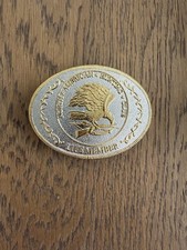 VINTAGE NORTH AMERICAN HUNTING CLUB LIFE MEMBER GOLD SILVER COLOR BELT BUCKLE