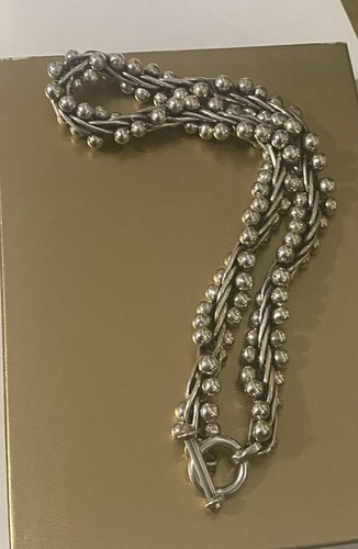 Taxco Mexico Sterling Silver DNA Link Peppercorn Necklace 163G. BEAUTIFUL PIECE - Picture 4 of 12