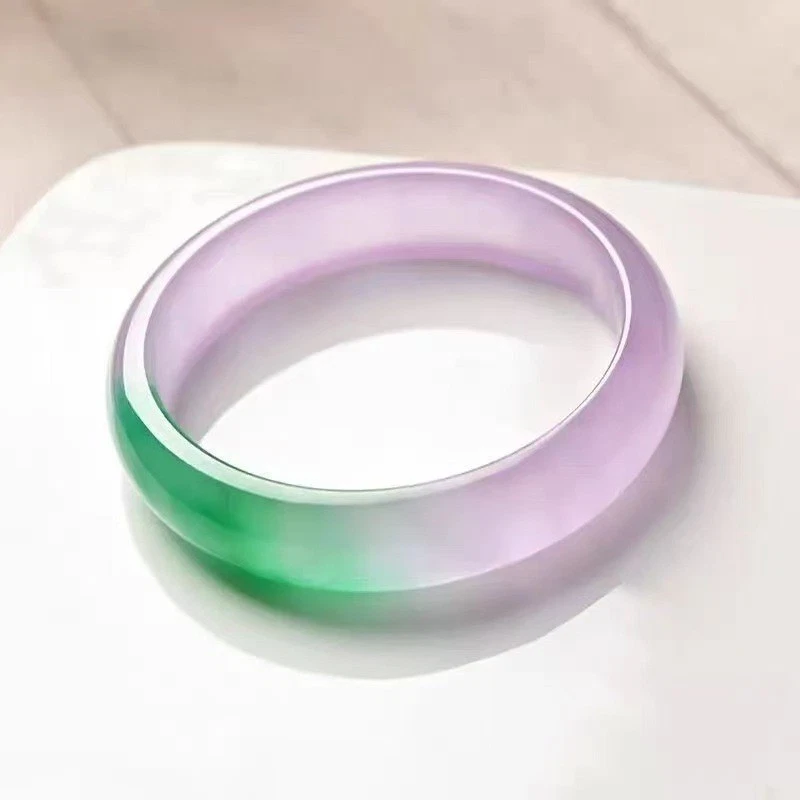 Certified Natural Quartzite jade violet Gradient Green bracelet wide strip - Image 3 of 4