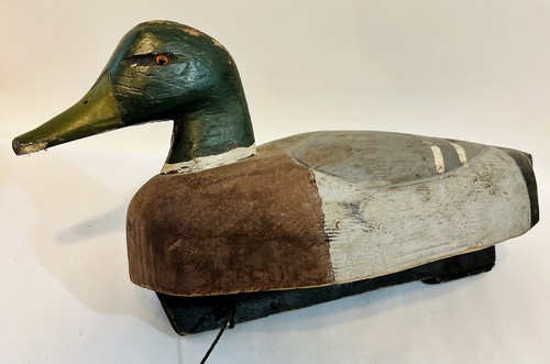 Ancien leurre CHASSE CANARD COLVERT BLANC VERT ET BORDEAUX TÊTE LESTÉE NON SIGNÉ - Photo 4/11
