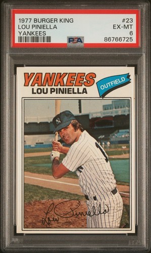 1977 TOPPS Burger King New York NY Yankees #23 Lou Piniella PSA 6 Rare SP M45