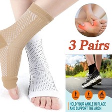 3X Compression Socks Open Toe Socks Ankle Arch Support Plantar Fasciitis Pain US