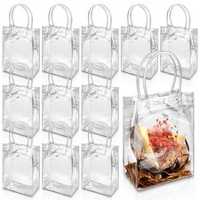 18 Pack Clear Plastic Gift Bags with Handles - 9.06"x6.7"x2.76" Reusable PVC ...