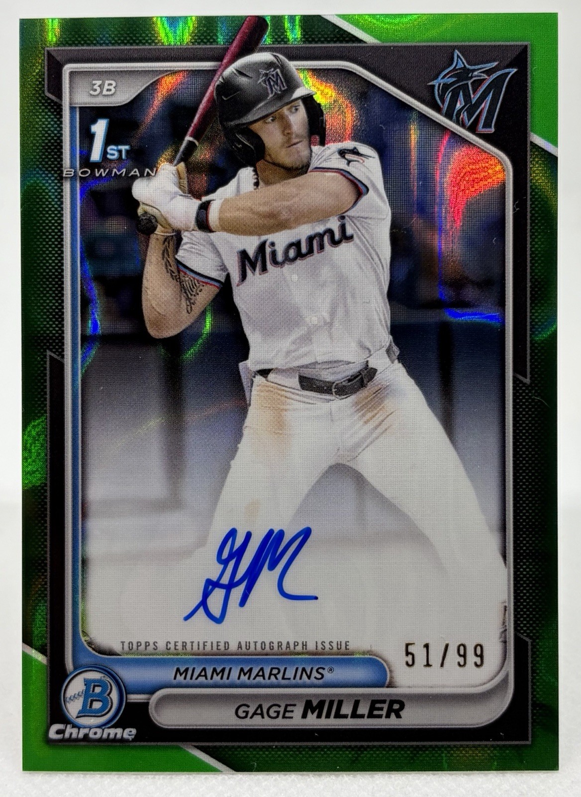 2024 Bowman Draft Chrome Green Lava Refractor Gage Miller /99 Auto 1st #CPA-GM