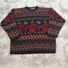 United States Sweaters Mens Size Small Knit Vintage Floral Rose Made in USA