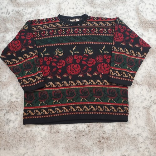 United States Sweaters Mens Size Small Knit Vintage Floral Rose Made in USA