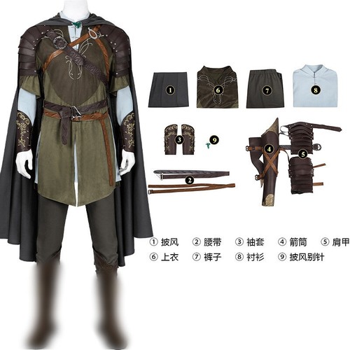 LOTR Legolas Costume Il Signore degli Anelli Compagnia dell'Anello Cosplay Outfit - Foto 22 di 22
