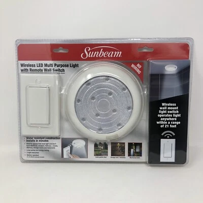 Sunbeam Wireless LED Multi Purpose Light w/ Remote Wall Switch 30310001 New - Image 1 of 4