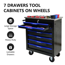 7 Drawers Rolling Tool Box Cart Tool Storage Cabinet Steel Lockable Tool Chest