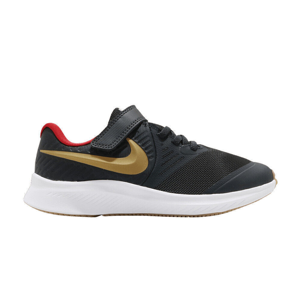 Детские кроссовки Nike Star Runner 2 PSV Темно-дымчато-серого цвета с золотым покрытием AT1801-010