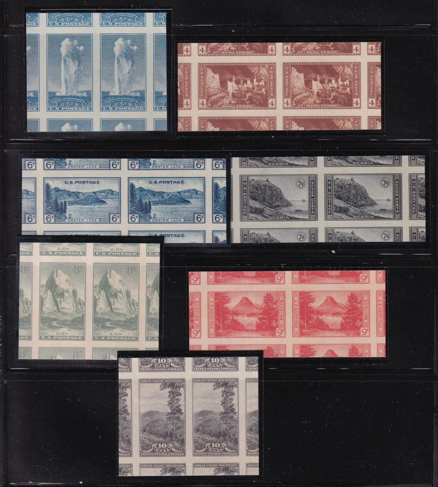 1934 Imperf Farley National Parks etc Sc 754-771 NGAI GEM Superb pairs set - Image 3 of 3