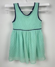 Tommy Hilfiger Girls Dress 4T 4 Mint Teal Blue Textured Sleeveless Summer Party