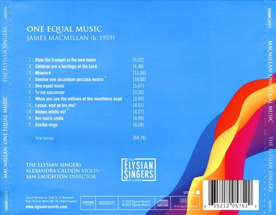 MACMILLAN / ELYSIAN SINGERS / LAUGHTON - ONE EQUAL MUSIC NEW CD