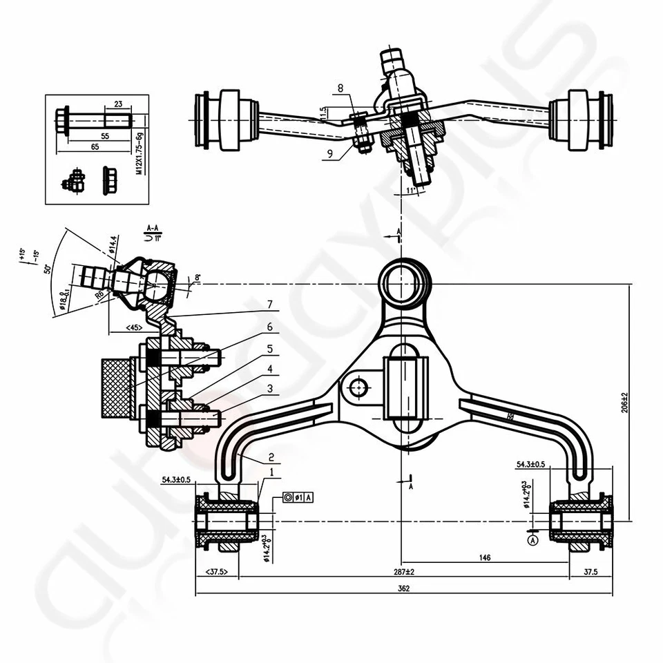 Front Upper Lower Control Arm Set for 1995-2002 MERCURY GRAND MARQUIS 4pc K80393 Foto 2 de 4