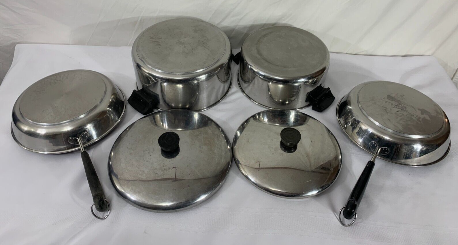 6 pc Vintage REVERE WARE Aluminum Disc Bottom Dutch Ovens