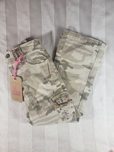 Zana Di Girls Tan Desert Camo Cotton Jewels Studded Pants 5 NWT - Picture 4 of 12