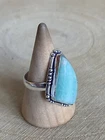 Amazonite Ring Size T Sterling Silver 925 Plated Irregular Boho Vintage Style