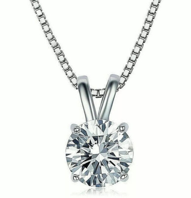 2 Karat Rund geschnitten FL/D GRA Moissanit Solitär Anhänger 18 Zoll Halskette 14K Weißgold