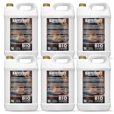DTPSOFT 30L Bioethanol KAFFEEDUFT Tischkamin Ethanolkamin Kaminethanol 6 x 5 liter