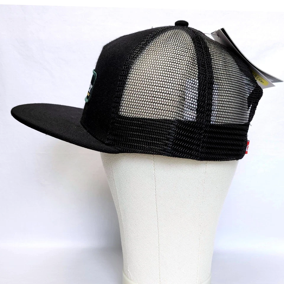 NUEVO QUIKSILVER GORRA DE BOLA DE MALLA NEGRA GORRA PLANA AJUSTABLE SNAPBACK CAMIONERO Foto 4 de 4