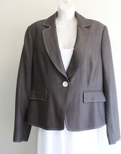 Retro 30s Fitted Old Money Blazer Womens 12 L Brown Wool Linen Silk Allard Tracy