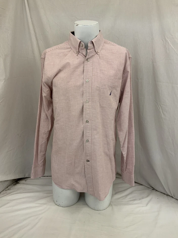 Camisa de vestir Nautica grande a rayas rojas calce clásico 100 % algodón YGI N2-646 Foto 2 de 4